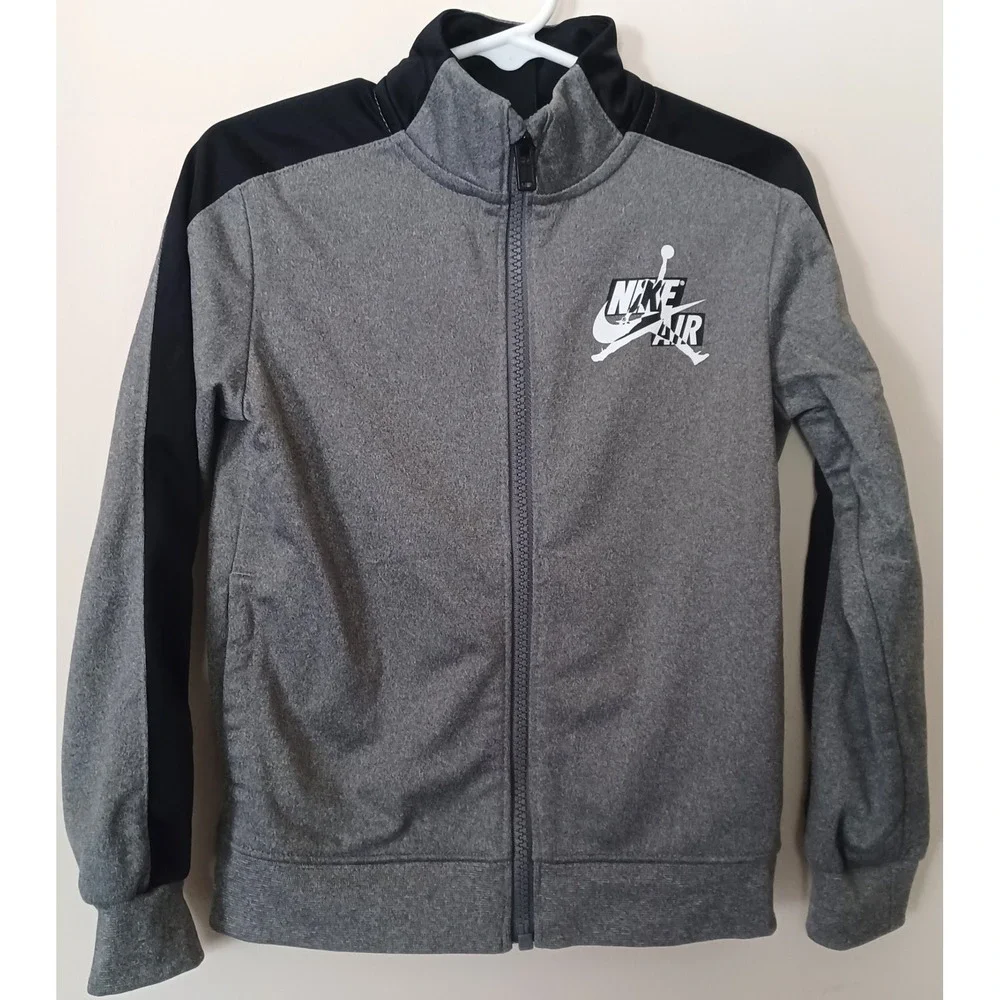 Jordan Track Jacket Boys 4T Gray Black Nike Air Jumpman Full Zip Athletic